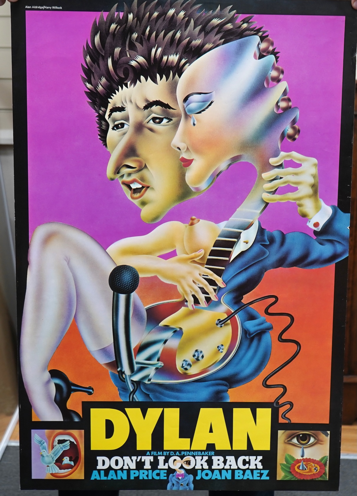 Two unframed film posters comprising Don’t Look Back, designed by Alan Aldridge, starring Bob Dylan and The Last Waltz, Promoted by Bill Graham, San Francisco, 1977, largest 76 x 50cm